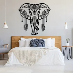 Smeedijzeren olifant muurkunst - Boheems bloemmotief voor woonkamerdecoratie, creatief huiscadeau en stijlvolle wanddecoratie