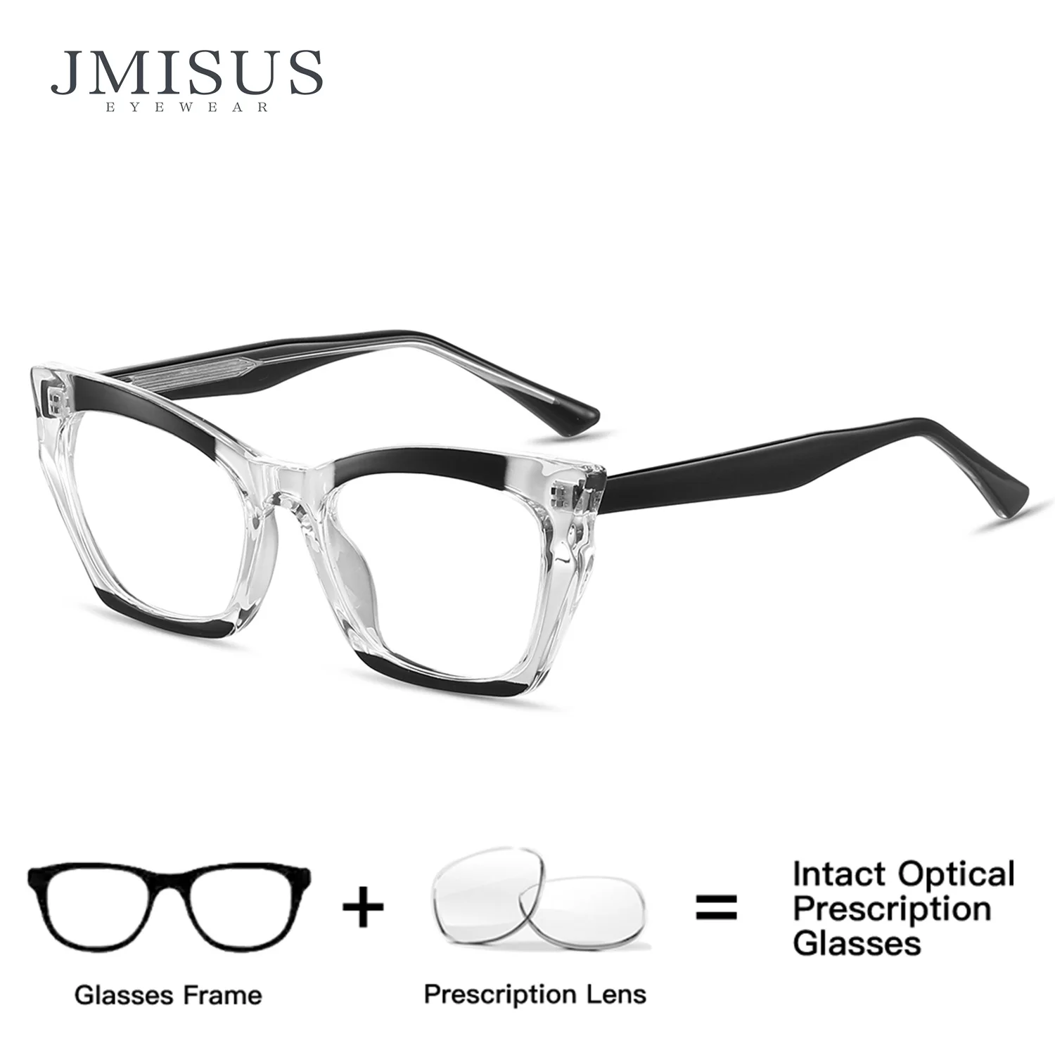 JMISUS Woman Handmade Acetate Square Progressive Lenses Blue Light Filter Butterfly Multifocal Prescription Eyeglasses