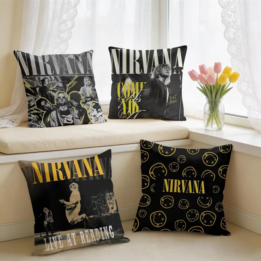 Band COOL N-Nirvana Music Cushion Cover Square Short Plush Pillow Case Living Room Sofa Home Decor Funda 40X40