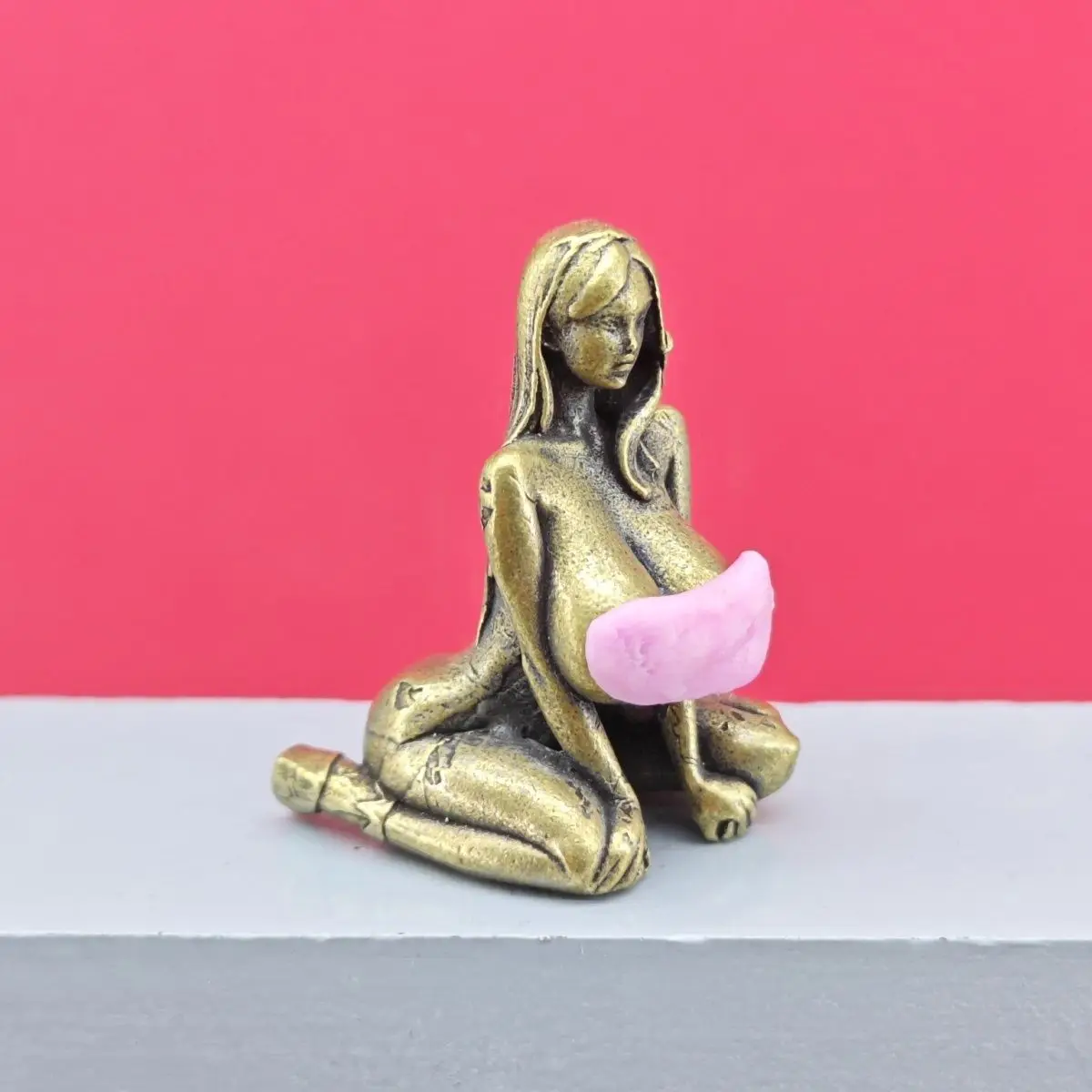 Brass Kneeling Pose Anime Girl Figure Housekeeping Style Model Desktop Ornament Collection Decor