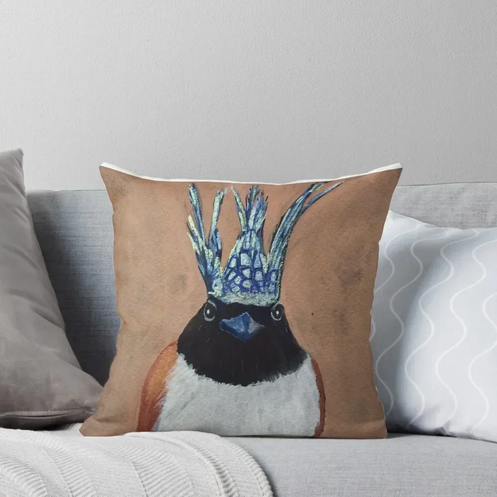 hand painted bird with crown. Throw Pillow Luxury Pillow Case christmas decorations 2025 New year pillow