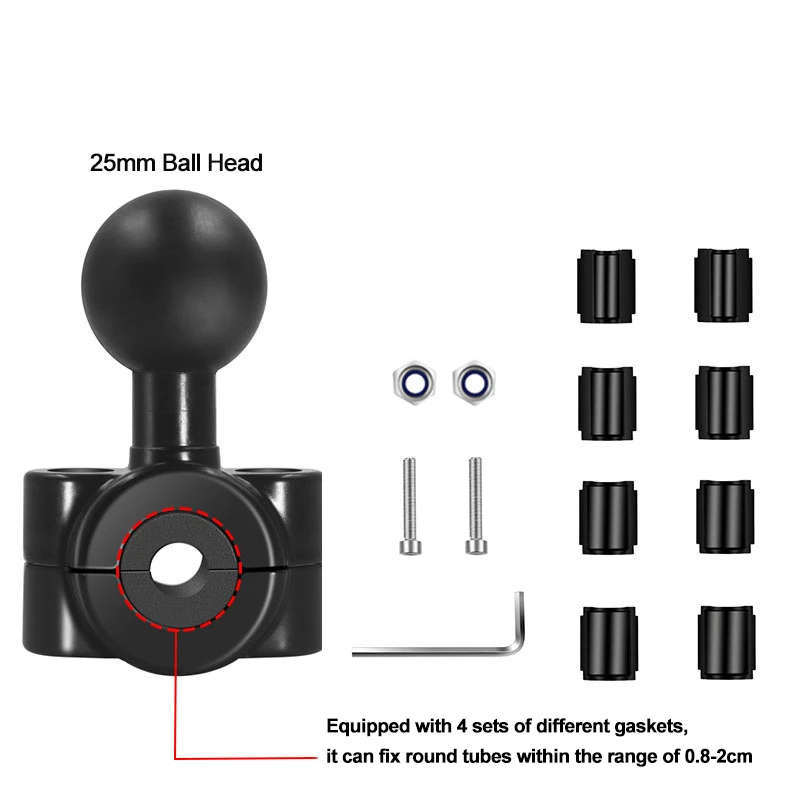 Universelle 1-Zoll-Kugelgelenkhalterung mit Doppelsockel-Klemmbasis für GoPro DJI Insta360 Action-Kamera-Halterung
