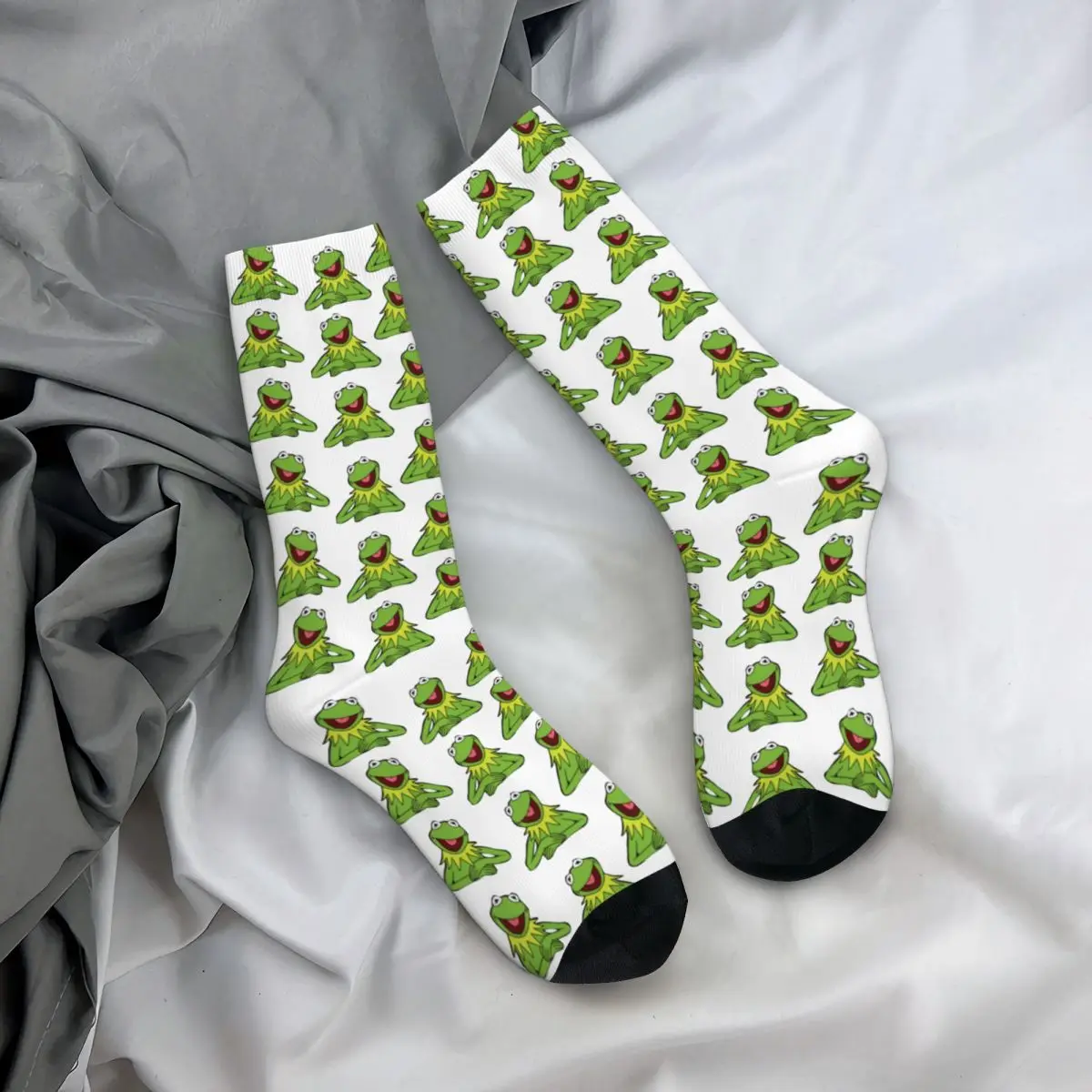 Autunno inverno Hip-hop donna uomo Kermit The Frog Pattern i Muppets mostrano calzini calzini da calcio traspiranti