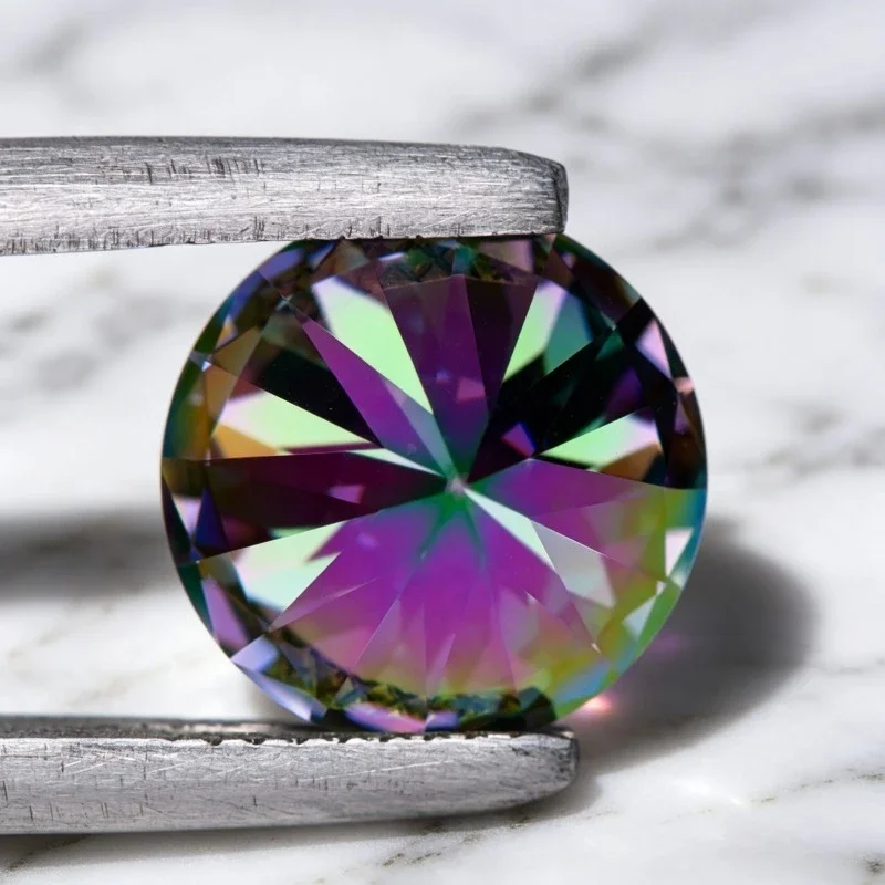 Moissanite Stone Round Shape Rainbow Green Lab Grown Gemstone for DIY Charms Jewelry Making Pass Diamond Tester with Certificate 6