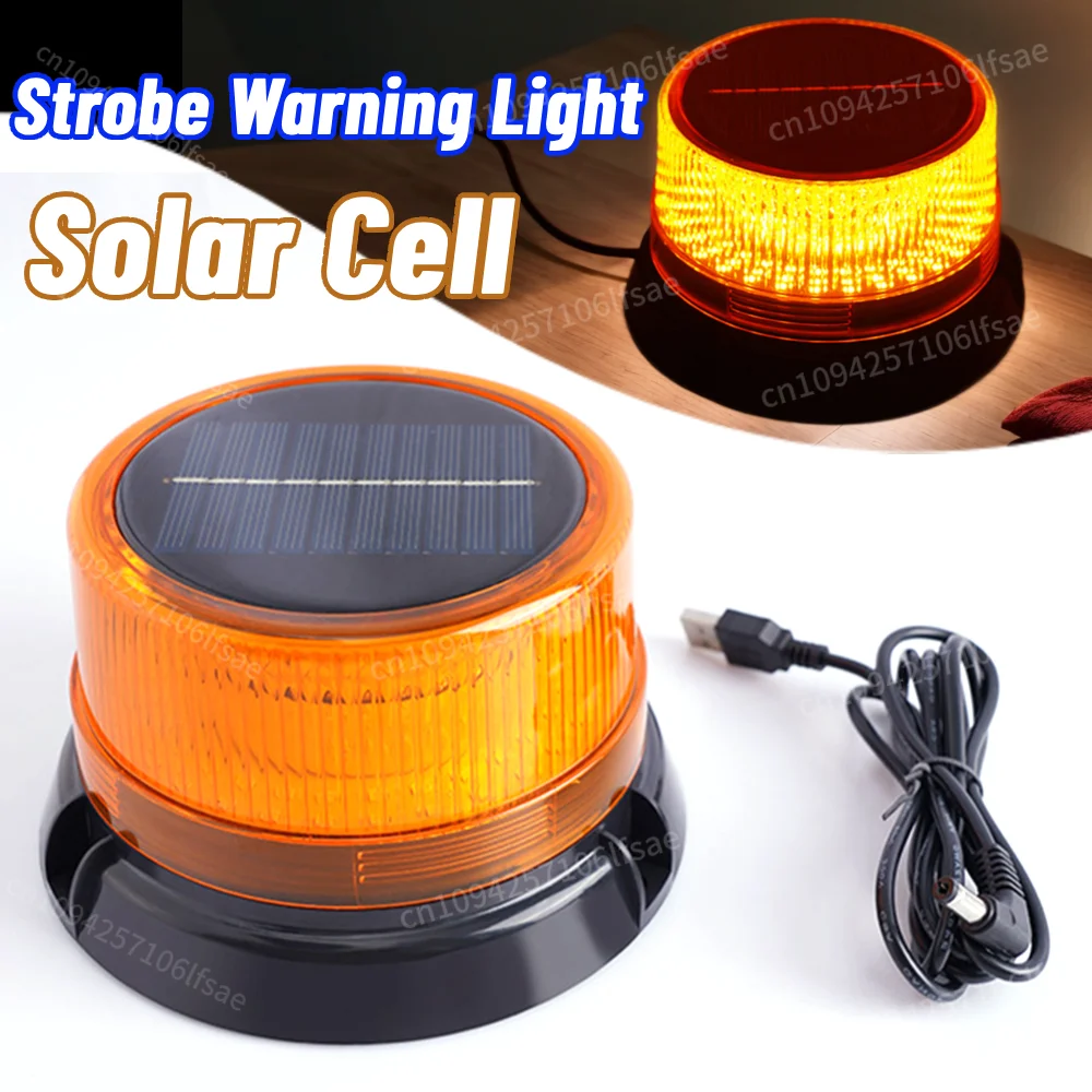 

Solar Strobe Warning Light Rechargeable Beacon Light with Magnetic Base Safety Flashing Light for Trucks/Trailer/Vehicle