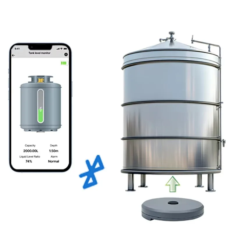 Smart Ultrasonic Liquid Level Sensor Mobile APP High & Low Alarm Monitor for LPG, Water, Oil Tanks Level Detection LPG2412-BT