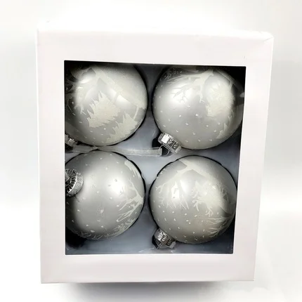 Christmas decoration glass 8cm deer ball 4 gift boxes