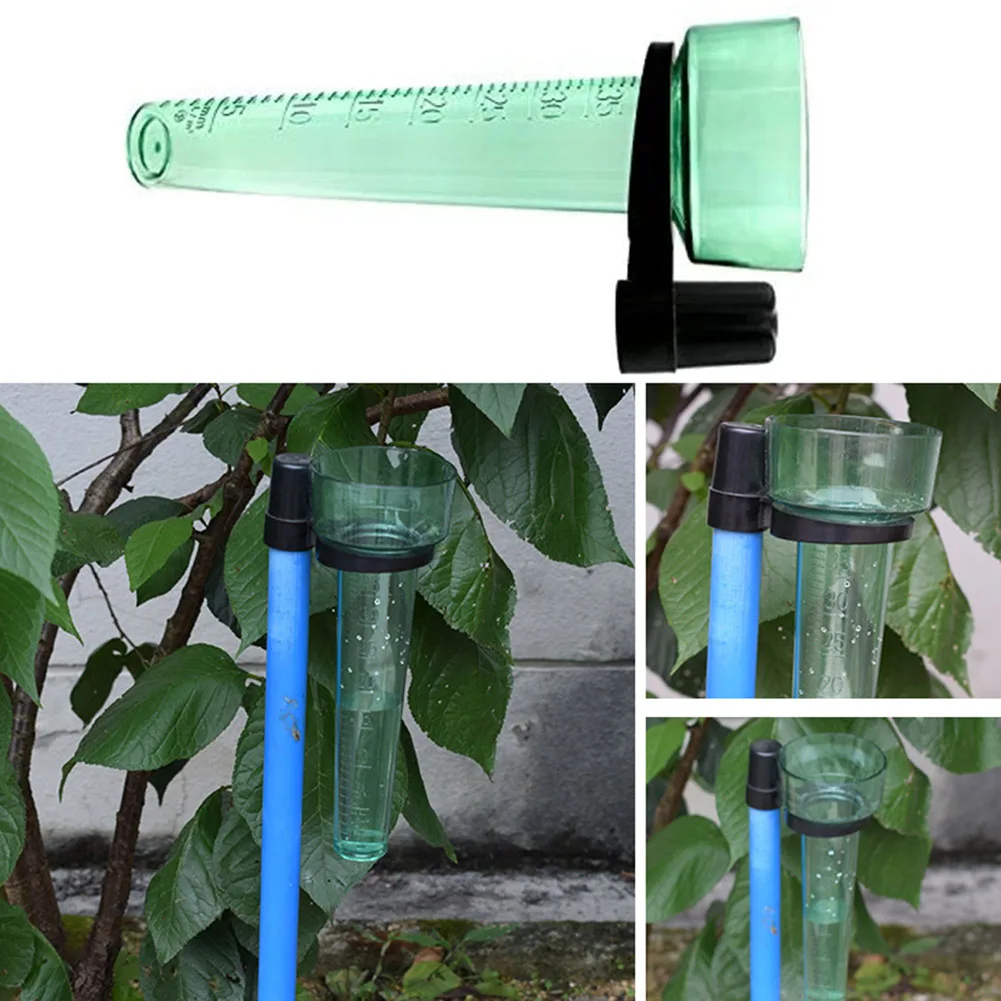 1Pc Rain Gauge International Style Transparent Light Green Polystyrene Max. 33mm Rain Measurement Tool For Garden Water Teaching