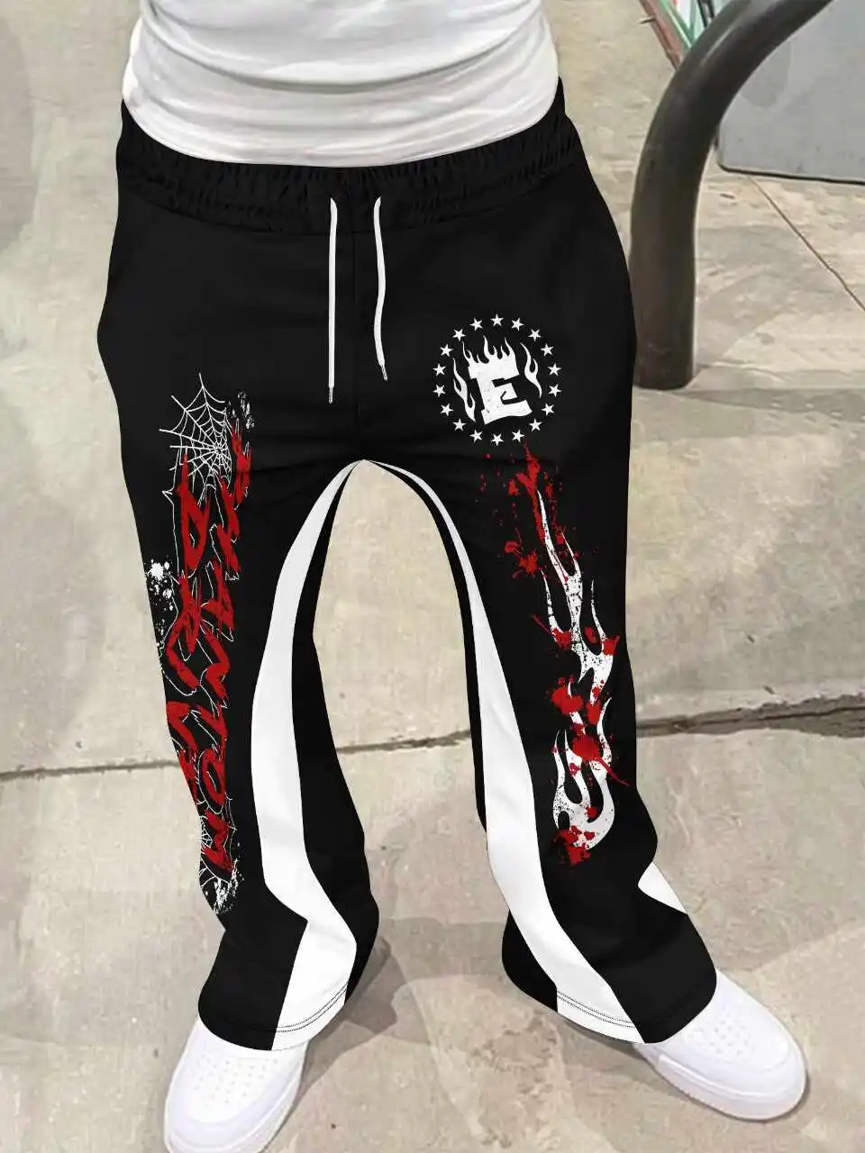 

Y2k расклешенные брюки мужские свободные брюки с 3D принтом повседневные спортивные штаны со средней талией спортивная женская одежда уличная одежда винтажные брюки в стиле хип-хоп