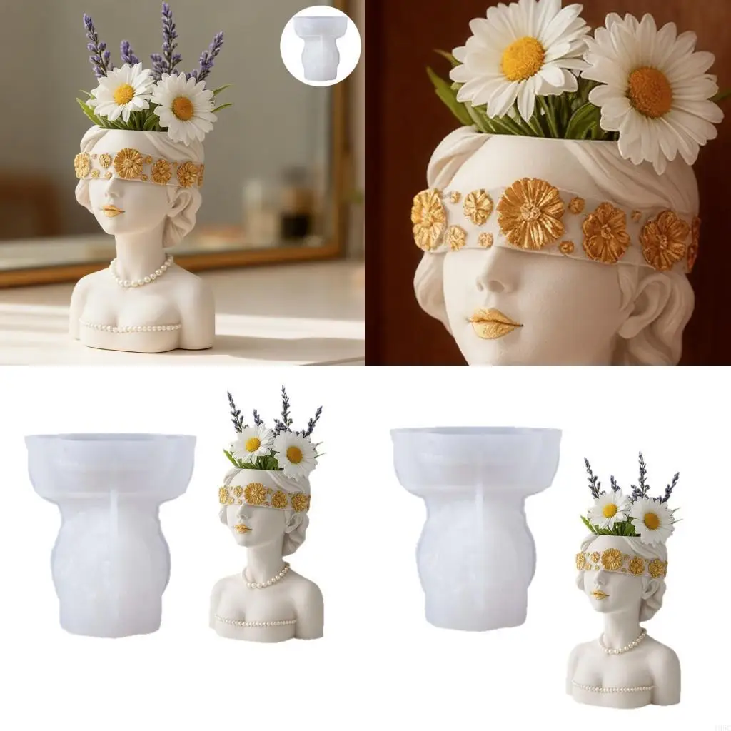 195C Reusable Masked Lady Flowerpot Silicone Mold Jewelry Holder Crafting Supplies