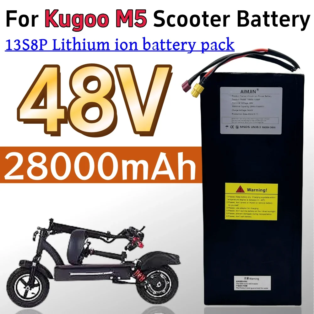 Batterie au lithium d'origine pour scooter électrique pliant Kugoo M5, M5Pro, MaxSpeed, 13S8P, 48V, 28000mAh