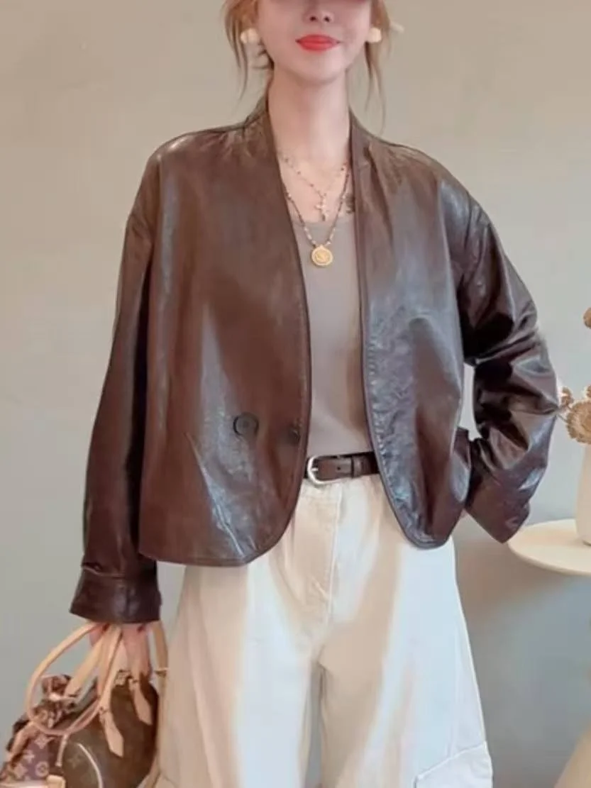 

Новая модель 2026: Короткая женская куртка из натуральной овчины, приталенная, универсальная, модная, для повседневной носки, ветрозащитная