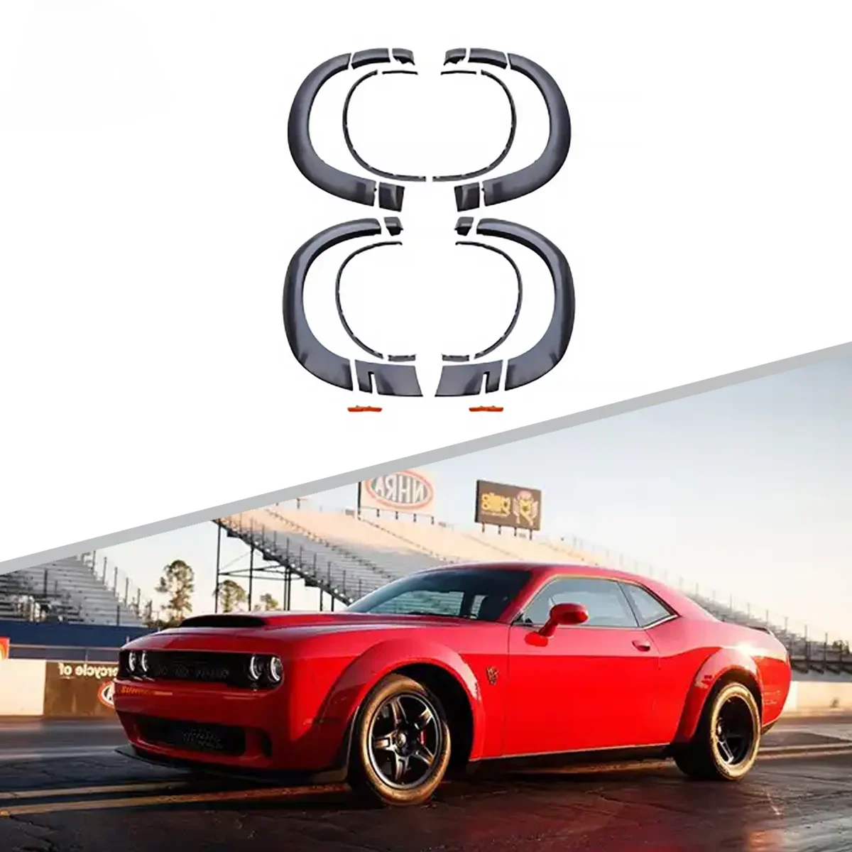 Demon Style ABS Wide Fender Flares Front Bumper  For Dodge Challenger Hellcat