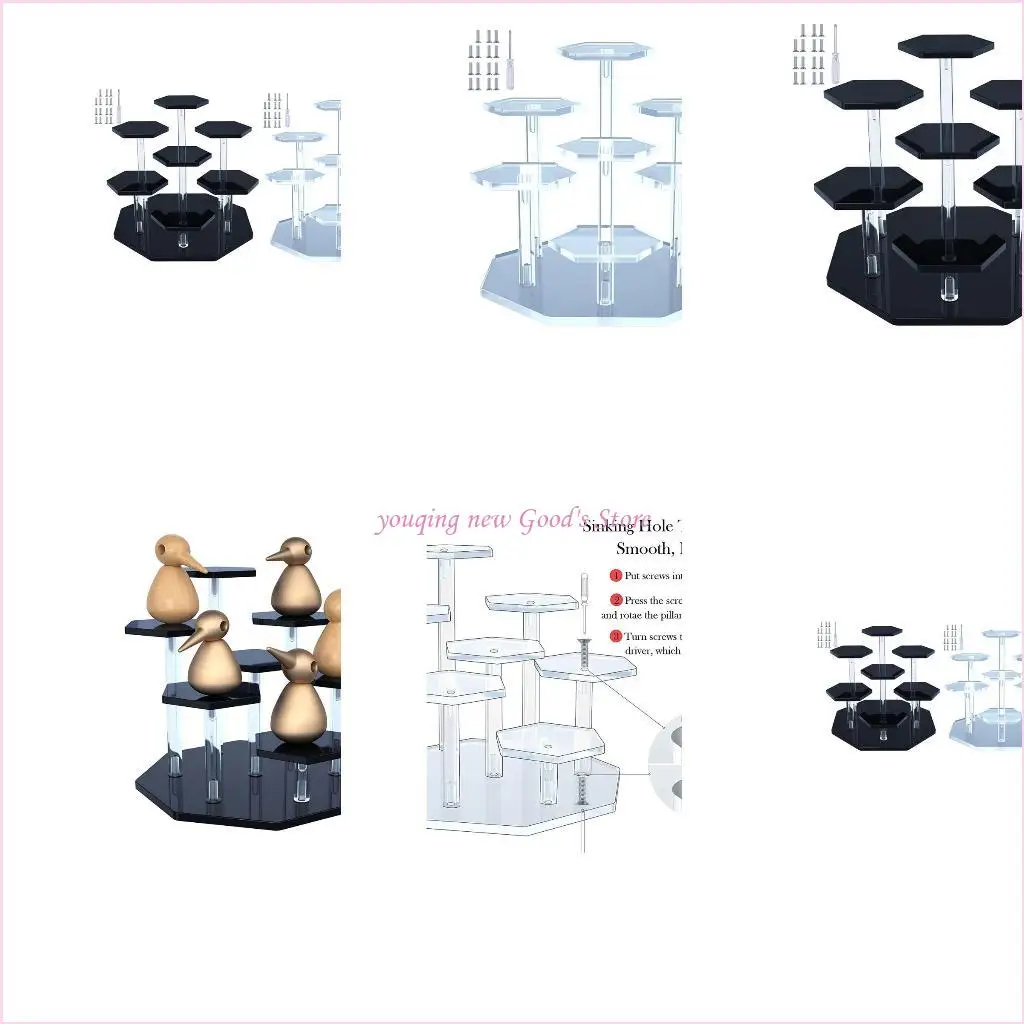

57qa -дисплеи полки акрилового дисплея подставка для шестигранного пьедестала для кекса для кекса.
