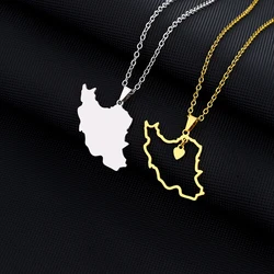 Islamic Republic of Iran Map Pendant Necklace Stainless Steel Gold/Silver Color Men Women Country Map Jewelry Gift