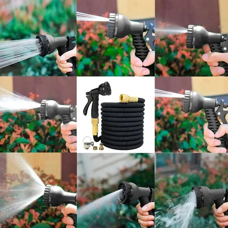 Home and Garden Hose High Pressure Flexible Expandable Bicolor Magic Watering Pipes 25-150FT for Garden Farm Irrigation Car Wash