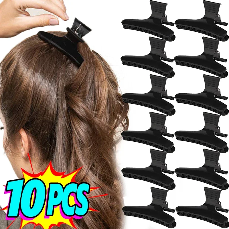 Black Butterfly Hair Clips Woman Girl Hairpins Styling Holding Tools Hair Section Claw Clamps Professional Salon Accessories