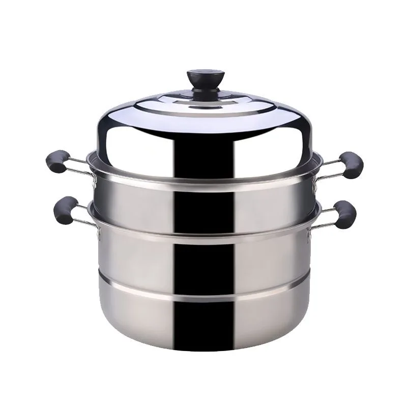 

Eco-Friendly Stainless Steel Steam Cooker Multi-Tier Design Premium Bamboo Steam Basket Steaming Food Steamer