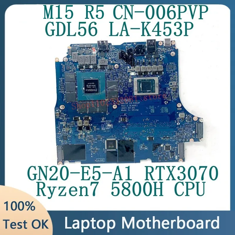 

CN-006PVP 006PVP 06PVP For DELL M15 R5 Motherboard LA-K453P With Ryzen 7 5800H CPU GN20-E5-A1 RTX3070 100% Tested Good