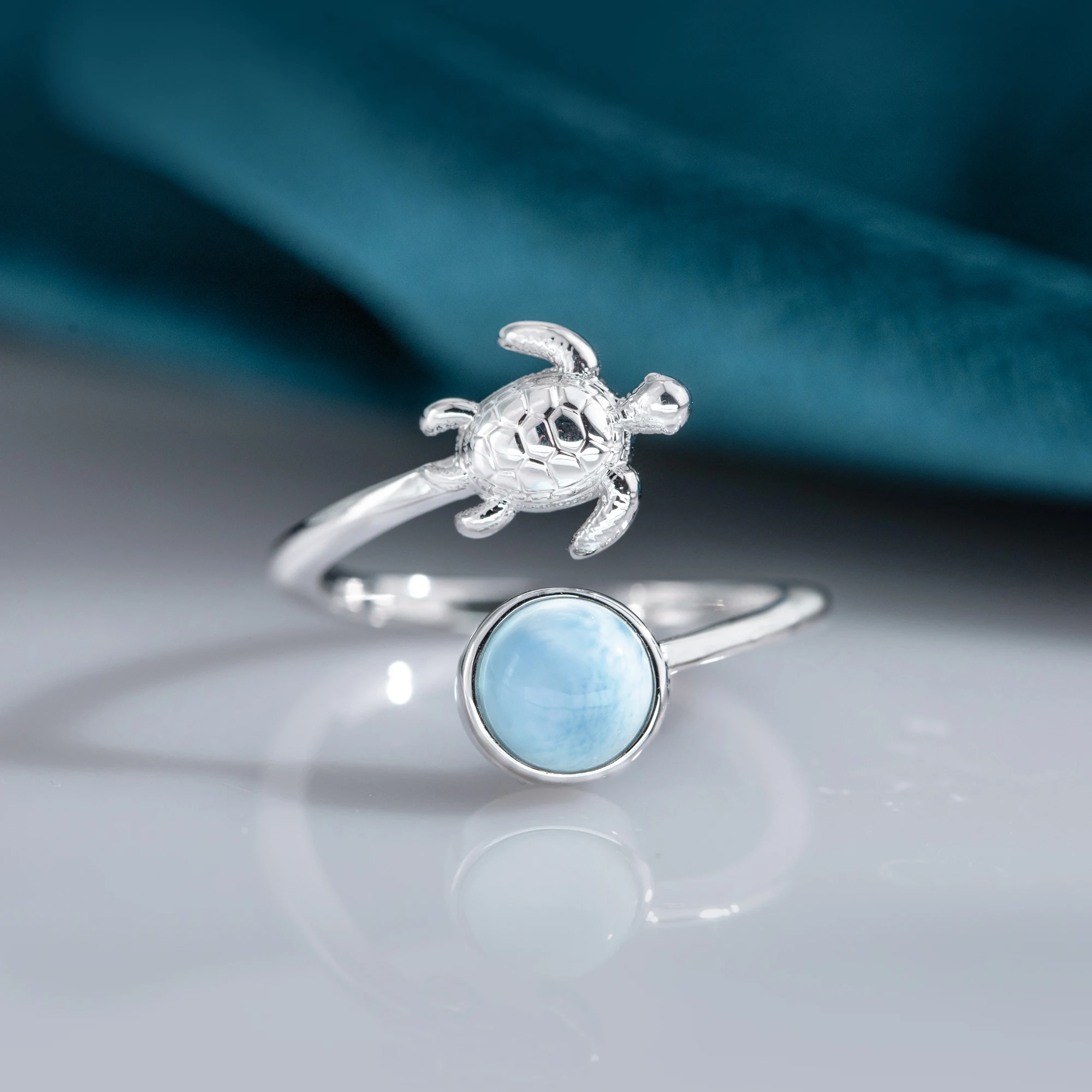 

Медное кольцо из натурального ларимара, круглое 6 мм, регулируемые ювелирные изделия, посеребренные свадебные обручальные кольца для женщин и девочек, подарочные аксессуары