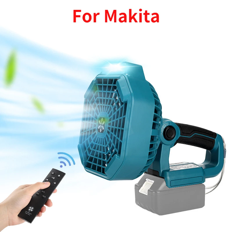 

Portable Cordless Camping Fan With Remote Control LED Light For Makita/Dewalt/Milwaukee/Bosch/Black&Decker/Craftsman 18V Battery