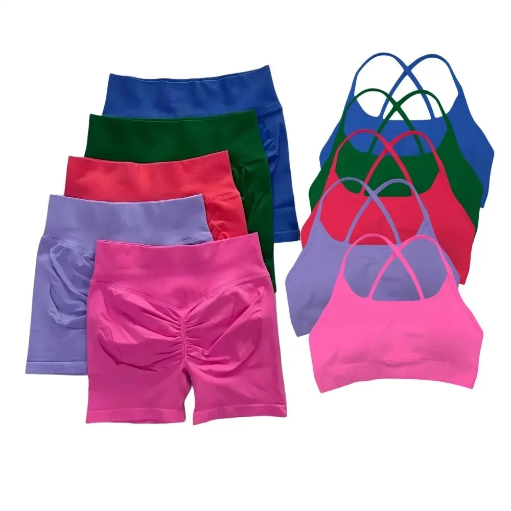 

2 Pieces Yoga Sets Women Clothing Sport Bra&Shorts High Quality Seamless Work Resistance Training Pilates Gym Workout Sport Set