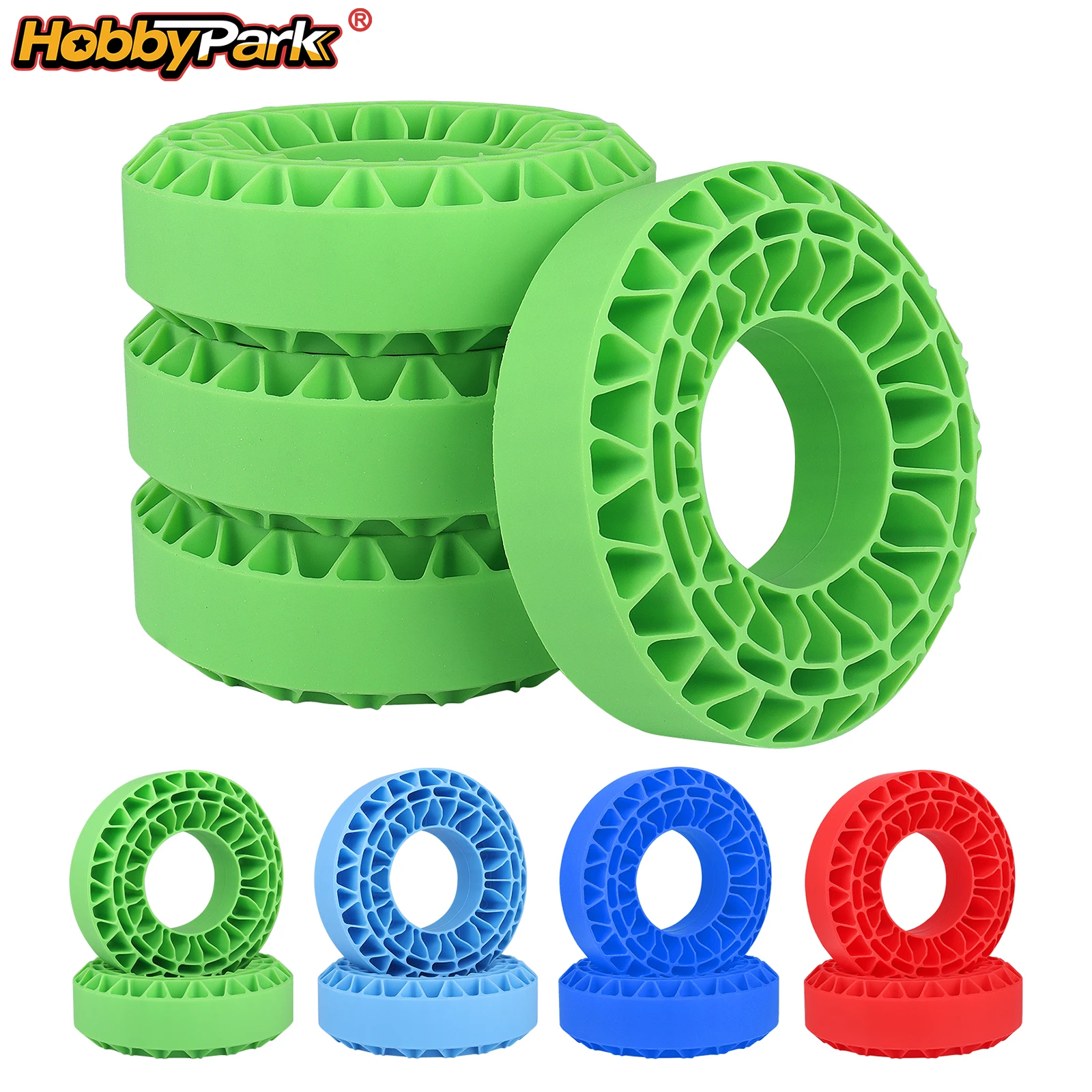 Inserts en silicone HobbyPark 1.9, inserts en mousse de caoutchouc adaptés aux pneus et roues de 118-122 mm, 4,75 pouces pour crawler RC à l'échelle 1/10, pneus de 1,9 pouces.