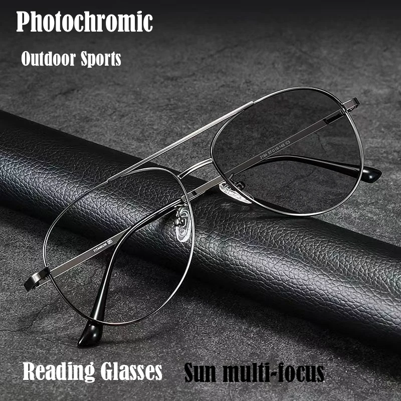 2025 Photochrome Progressive Lesebrille Männer Chameleon Gläser Männlich Ändern Farbe Sonnenbrille Fahrer Dioptrien Brillen