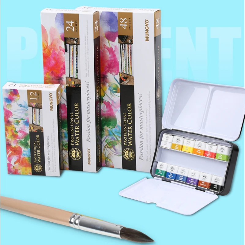 Artist Level Exclusive Solid Watercolor Paint Iron Box Set 12/24/48 Color Sketching Watercolor Painting  Art Supplies for Artist