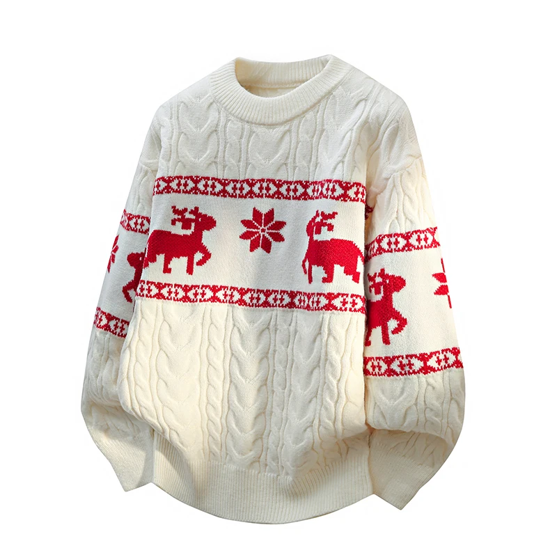 

Зимний роскошный кашемировый свитер, новый осенний мужской толстый теплый повседневный мужской свитер с оленем, корейский рождественский джемпер в стиле Харадзюку, необычный топ
