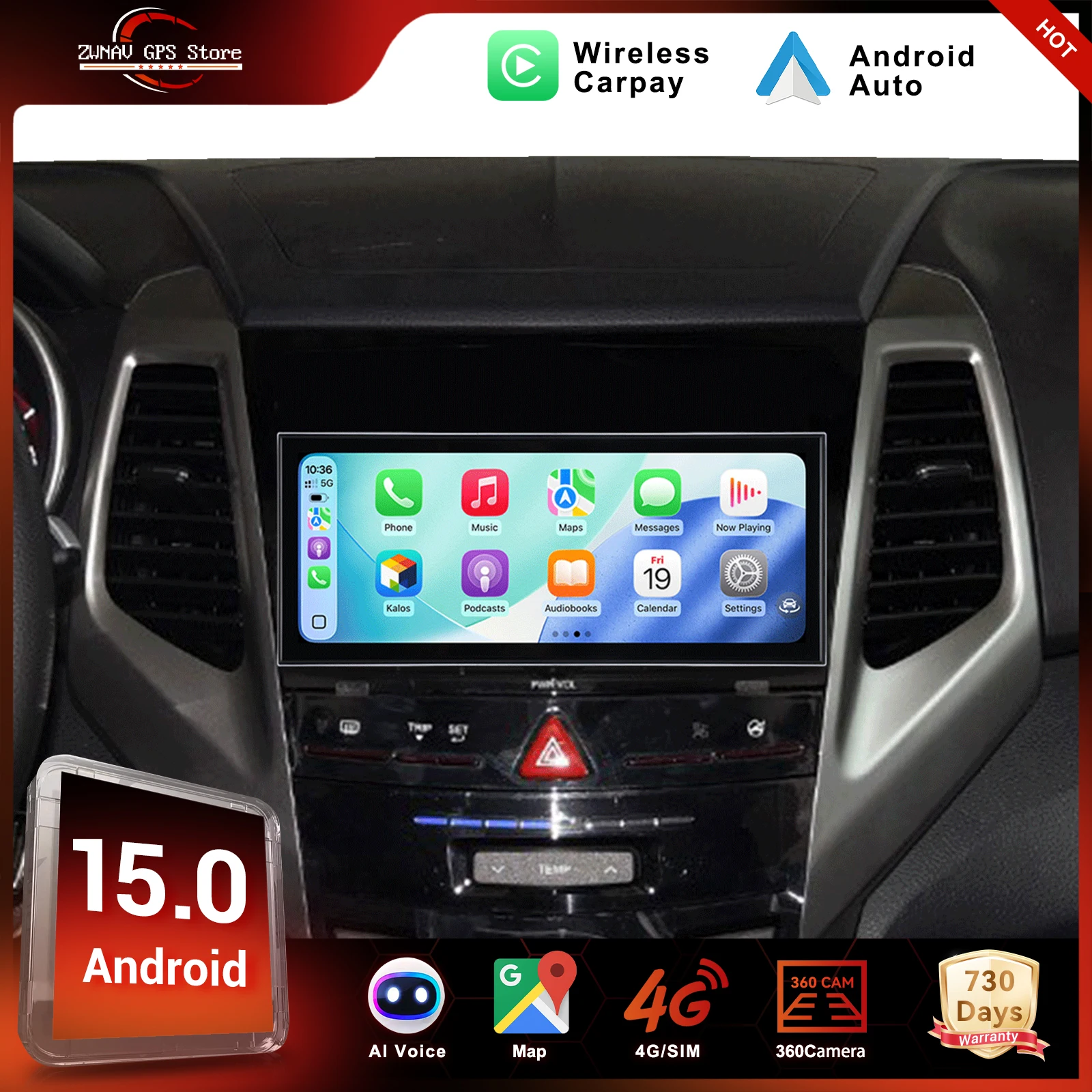 

ZWNAV15.8 Qualcomm 680 для SsangYong Tivoli, матовый черный, 2015-2019, автомобильный мультимедийный плеер, GPS-навигация, автомагнитола, головное устройство