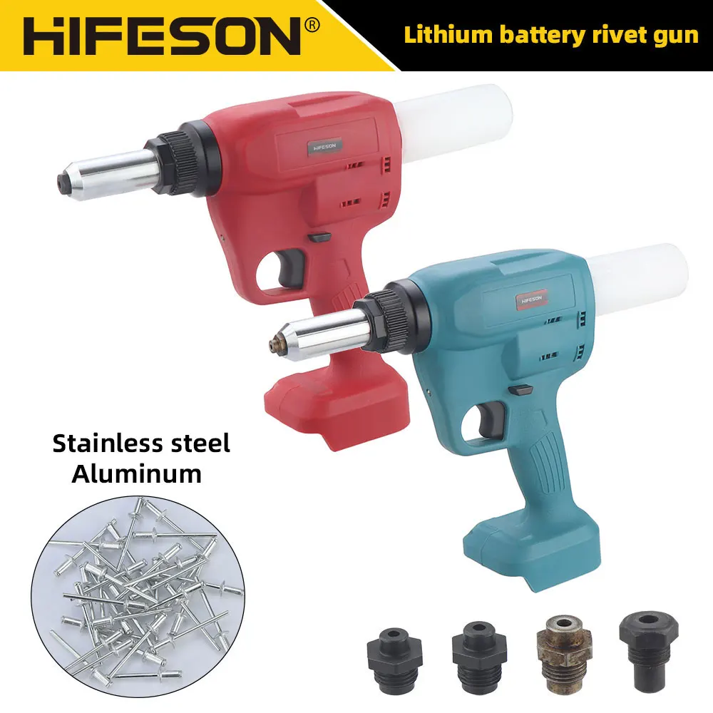 HIFESON Electric Blind Rivet Gun Riveting Tool Lithium Battery Riveter for Home Improvement And Automotive Repair