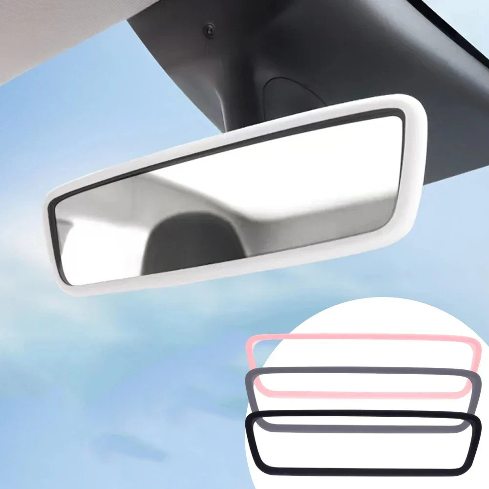 Car Rearview Mirror Protector Cover Silicone Edge Frame Protect Case Screen Accessories For Tesla Model 3/Y 2020 2021 2022 2023