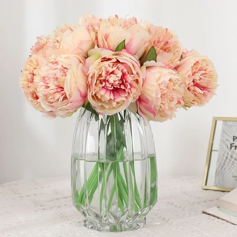 Plantas artificiales de flores de peonía secas eternas, decoración de alta calidad, florero para decoración del hogar y la sala de estar, Año Nuevo