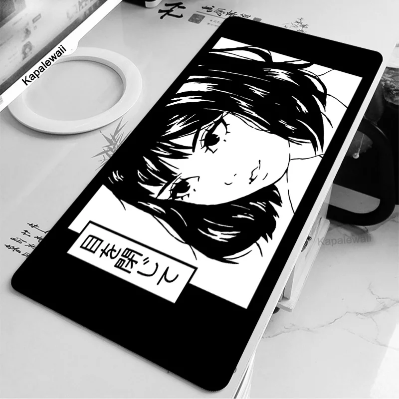 Large Black And White Gaming Mouse Pad Gamer Big Mouse Mat Computer MousePad Keyboard Desk Mice Pad Anime Girl Deskpad 120x50cm