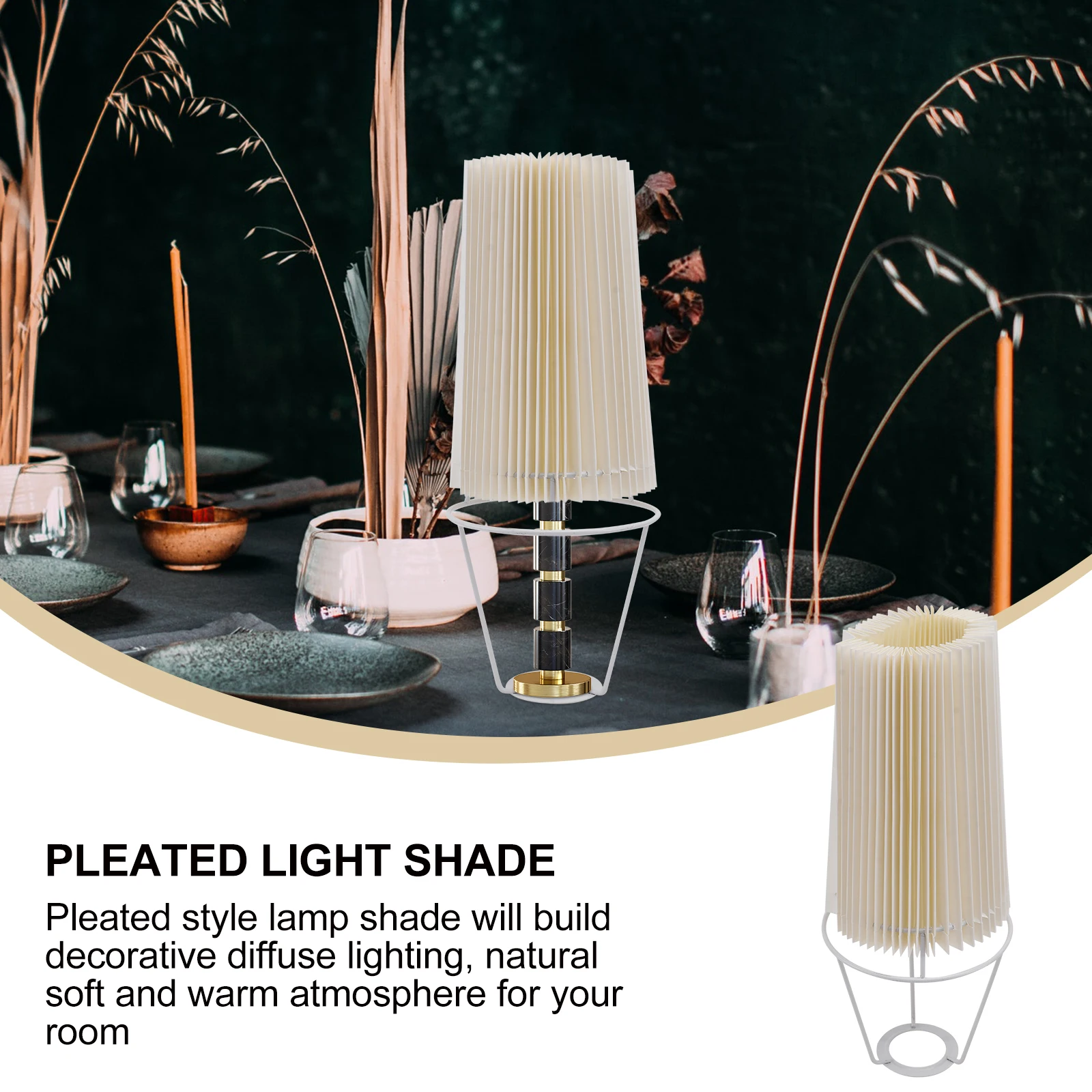 

1pc Ceiling Lamp Shade Premium Pleated Light Cover Dustproof Decorative Simple Style Hanging Lampshade for Bedroom Warm