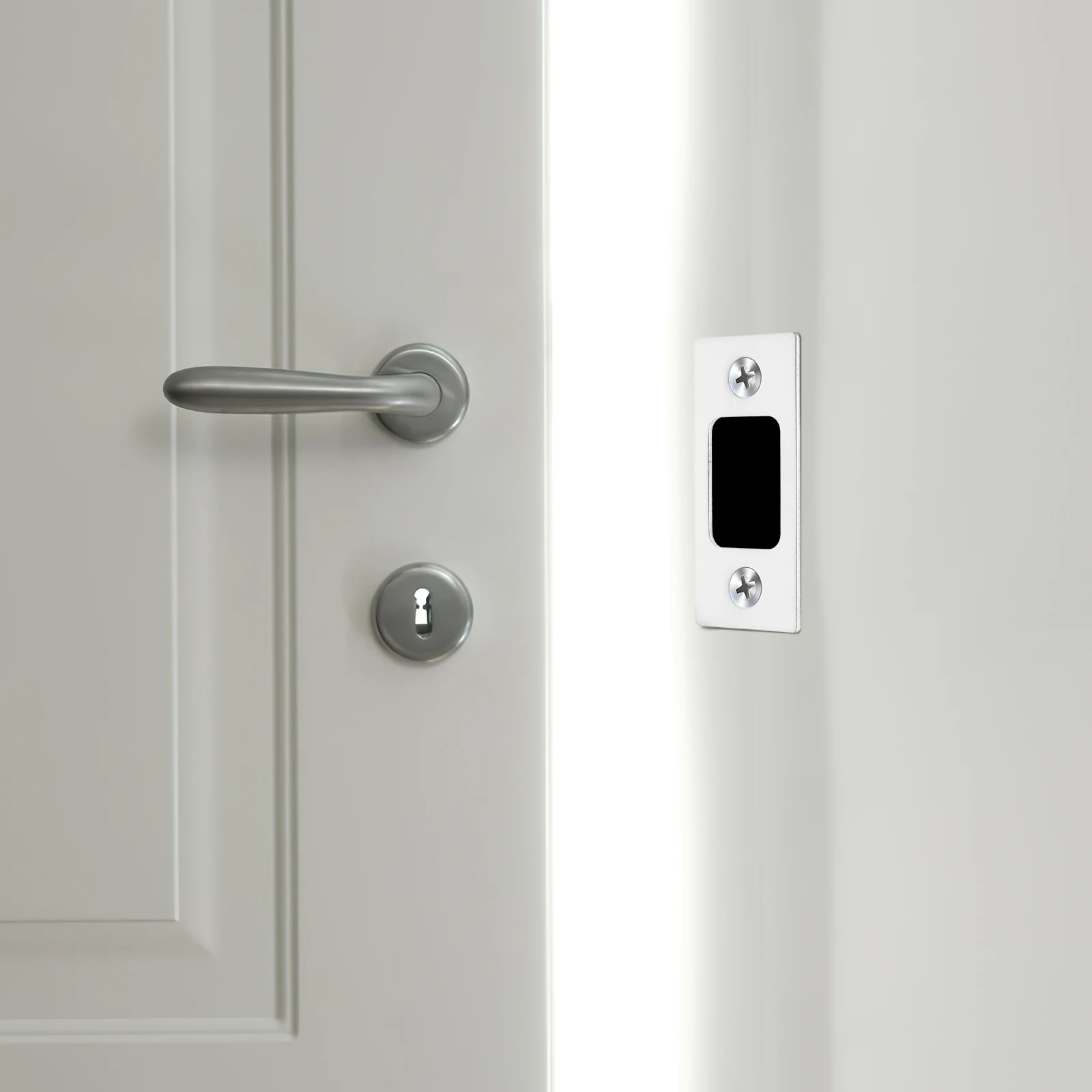 

2Pcs Deadbolt Strike Plate Cover Stainless Steel Door Hole Filler Door Reinforcement Plate Lock Upgrade Accessory