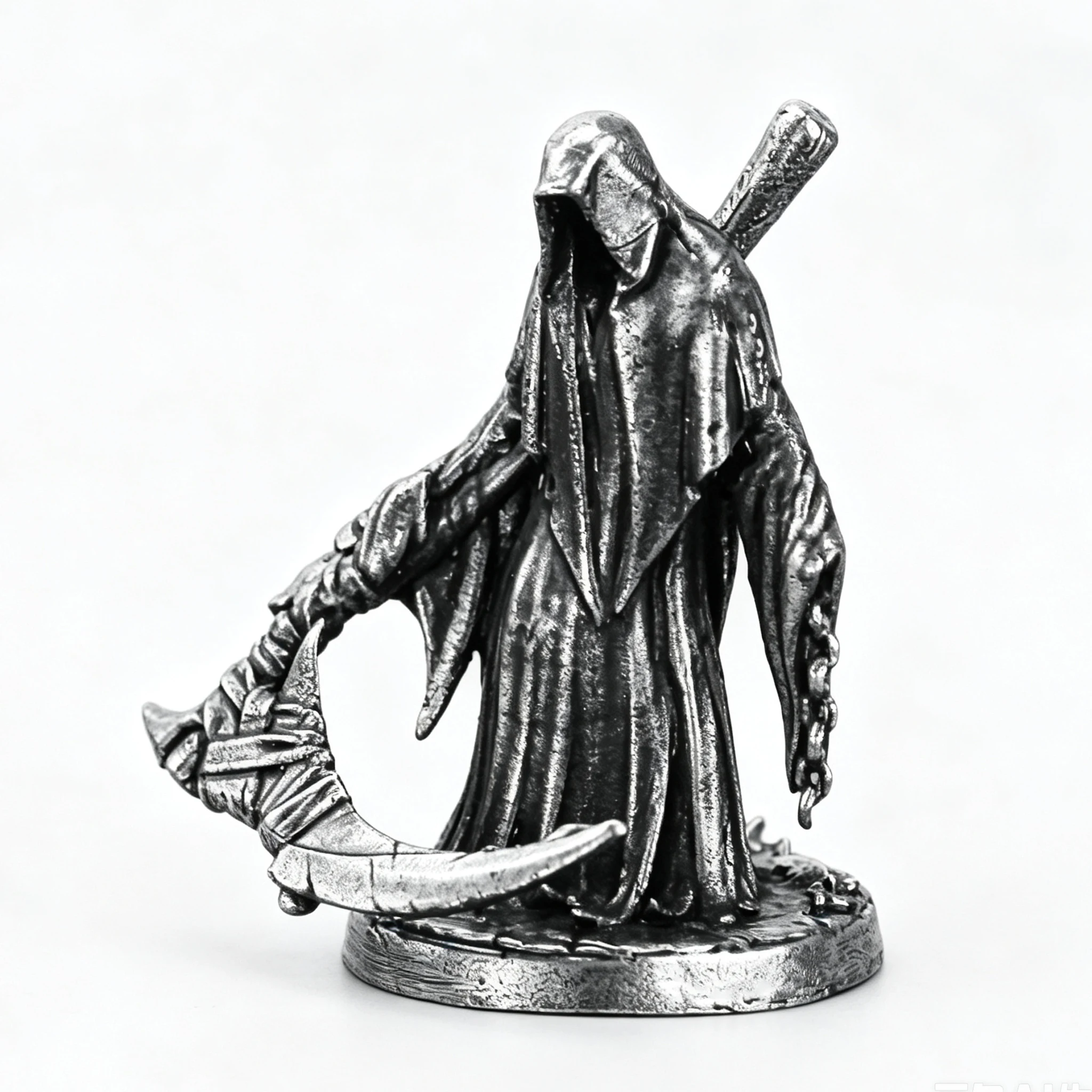 Death Miniature Metal Scythe Reaper Soldier Model Board Game Chess Piece Desktop Decor Collection Craft Gift for Teen Boys