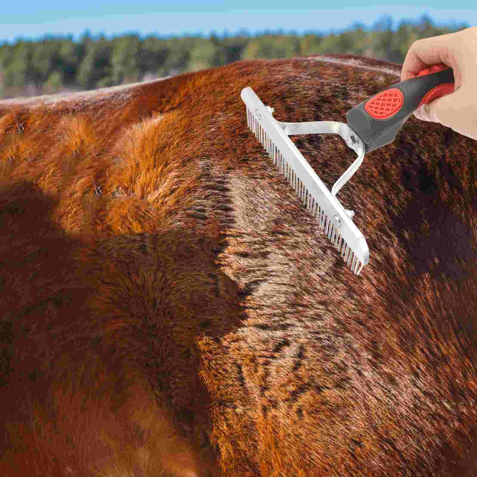 Râteau de toilettage pour chevaux Durable, poignée en caoutchouc, peigne métallique, brosse à cheveux pour le bétail, produits de grattoir pour la transpiration des animaux de compagnie