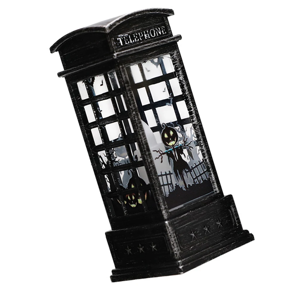 

1PC Halloween Glowing Pumpkin Wind Lantern Decorative Light Plastic Black Electronic Lamp for Tabletop Kitchen Mantle