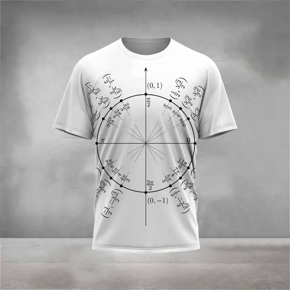 Fashionable  Mathematical formula  Pictures For Men\'s T-Shirts Trend Digital Printing Casual Round Neck Short Sleeved