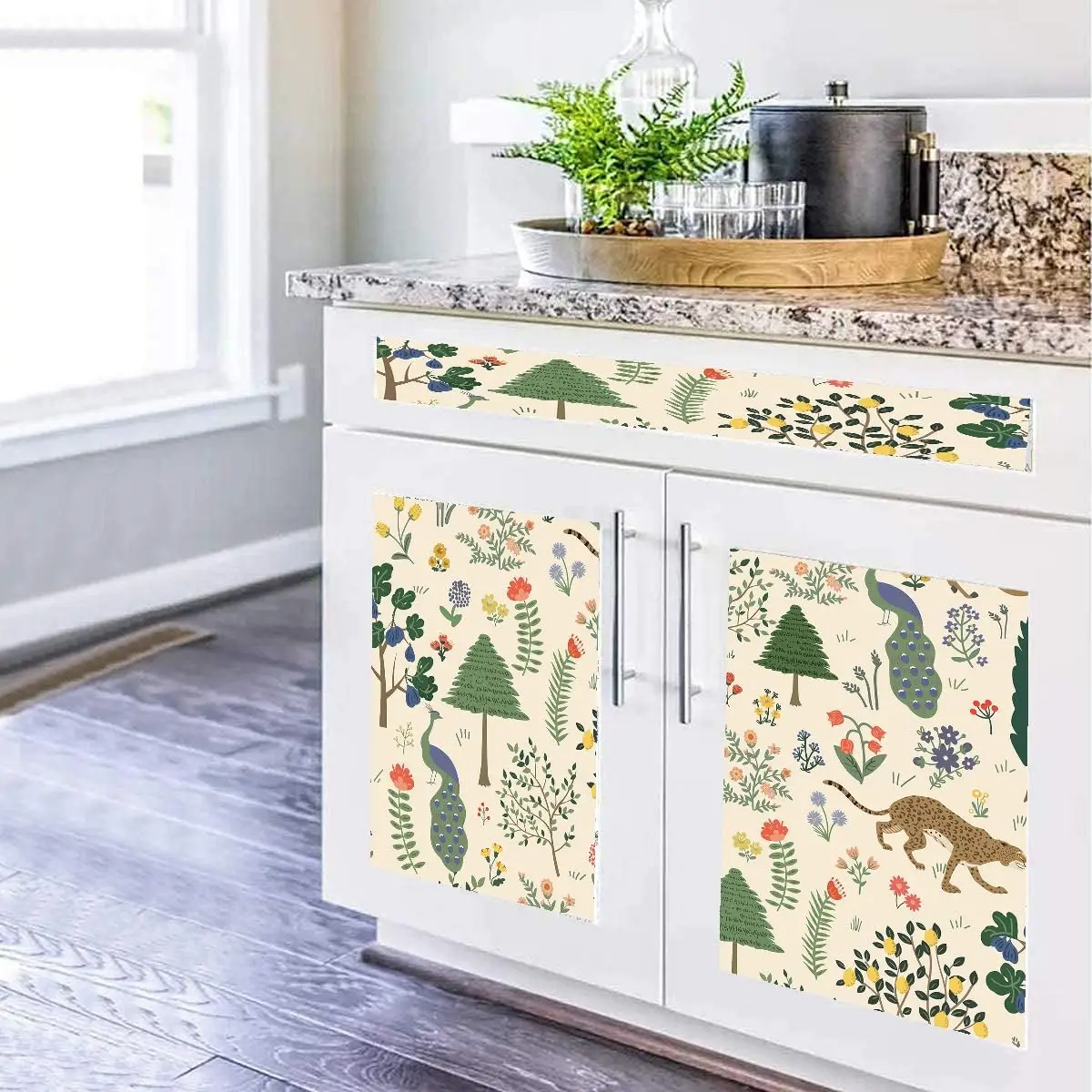 Animals Forest Peel and Stick Wallpaper Retro Vinyl Self-Adhesive Wallpaper Removable Contact Paper for Shelf Liner Living Room