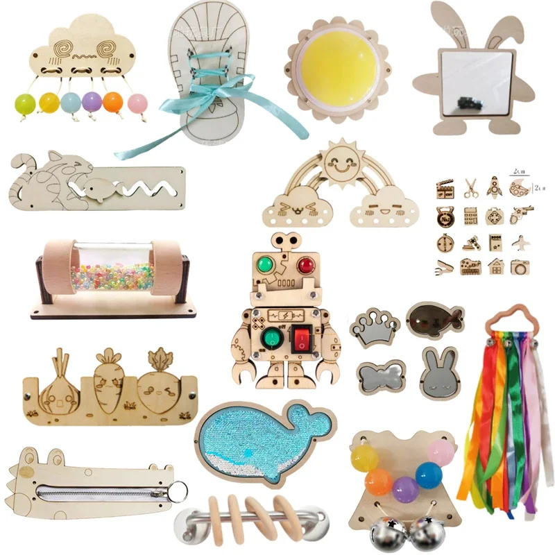 Planche occupée Montessori, accessoires en bois, bricolage, rouleau de circulation, jouet mural, paquet de matériel d'entraînement, jouet éducatif pour enfants, cadeau