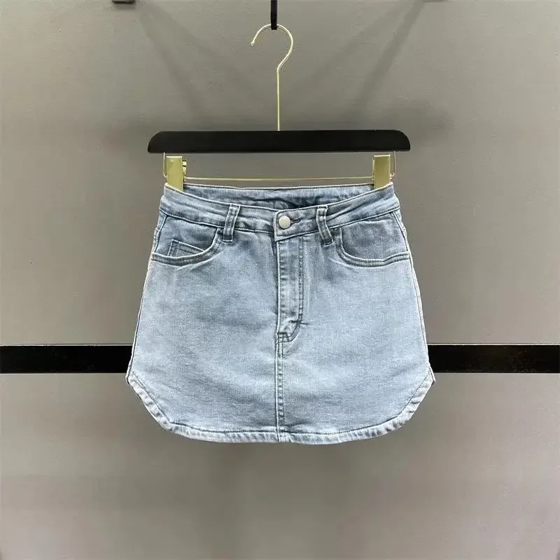 2025 Spring Summer New High-Waisted Slimming Denim Skirt Women's Petite Spicy Girl Black Short Skort Package Deal