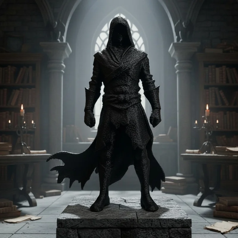 1Pc 3D‑Printed Dark Assassin Figurine, Realistic Sculpture, Indoor & Outdoor Holiday Decor for Halloween Christmas, Bookshelf Ga