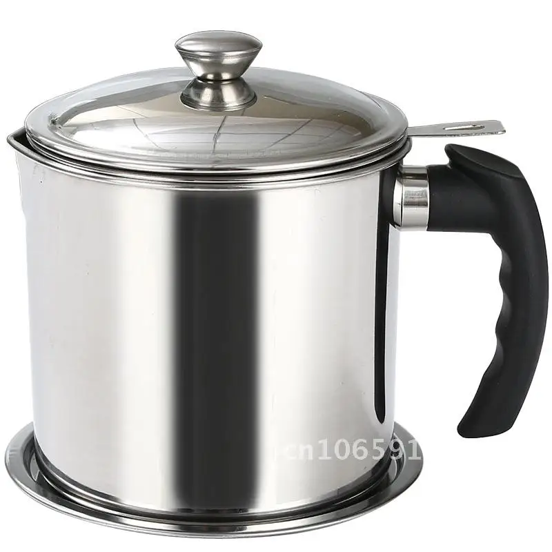 

304 Stainless Steel Oil Filter Pot with Lid Oil Residue Storage Container Modern Minimalist Lard Bottle Oil Separator Cup