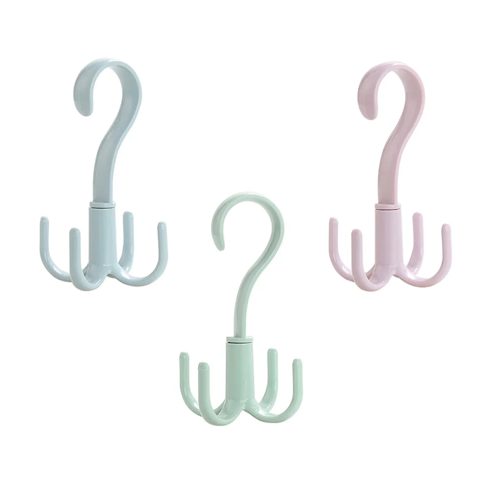 

3Pcs Multifunction 360 Degree Rotating Four Claw Hooks Hanging Rack Closet Organizer for Tie Scarves Shoes (Green, Pink, Blue)