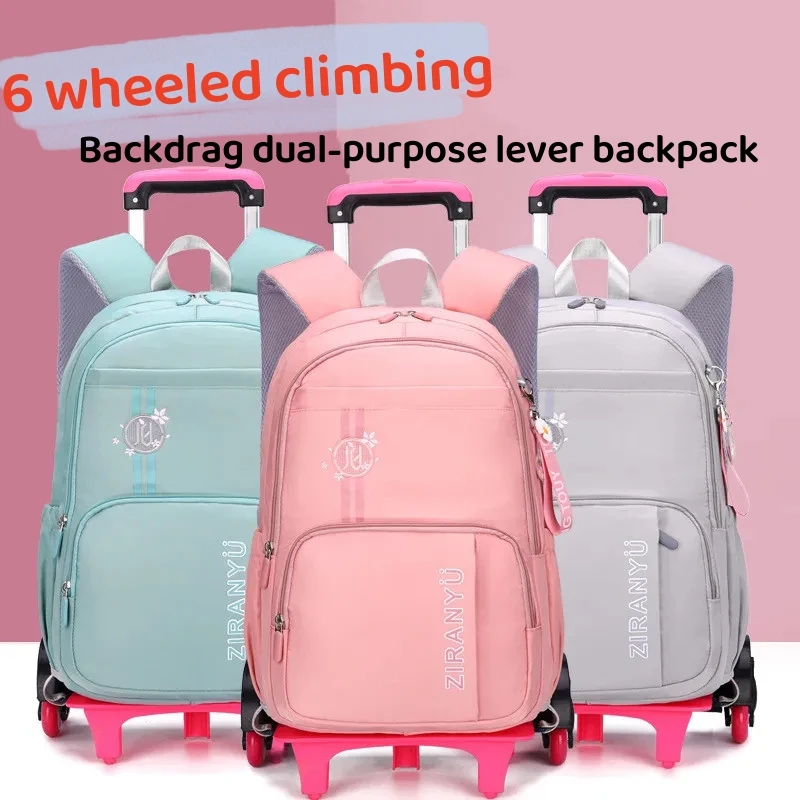 ZIRANYU Rolling Backpacks for Girls Backpack with Wheels for Girls Luggage Backpack On Wheels for Kids Trolley School Bags