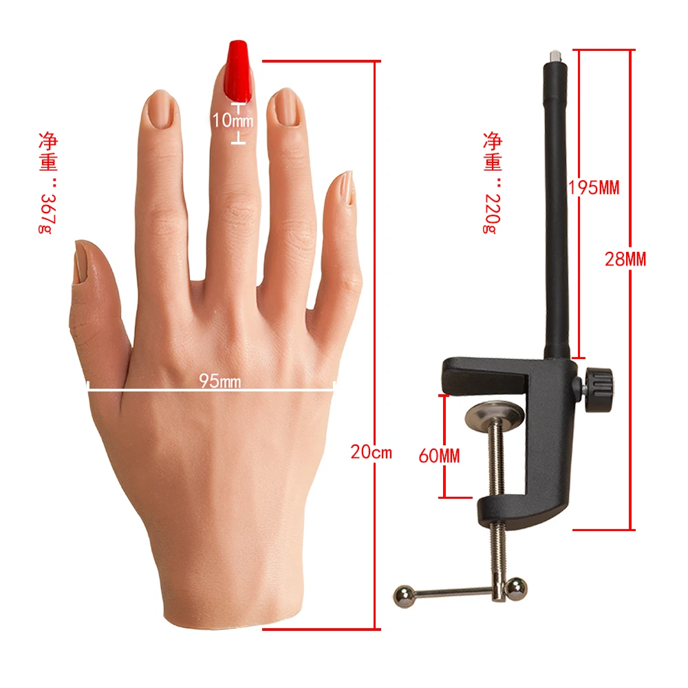 Practice Hand for Nails Manicure Finger Silicone Training Nail Fake Professional Silicon Mannequin Tools Art Beauty Health