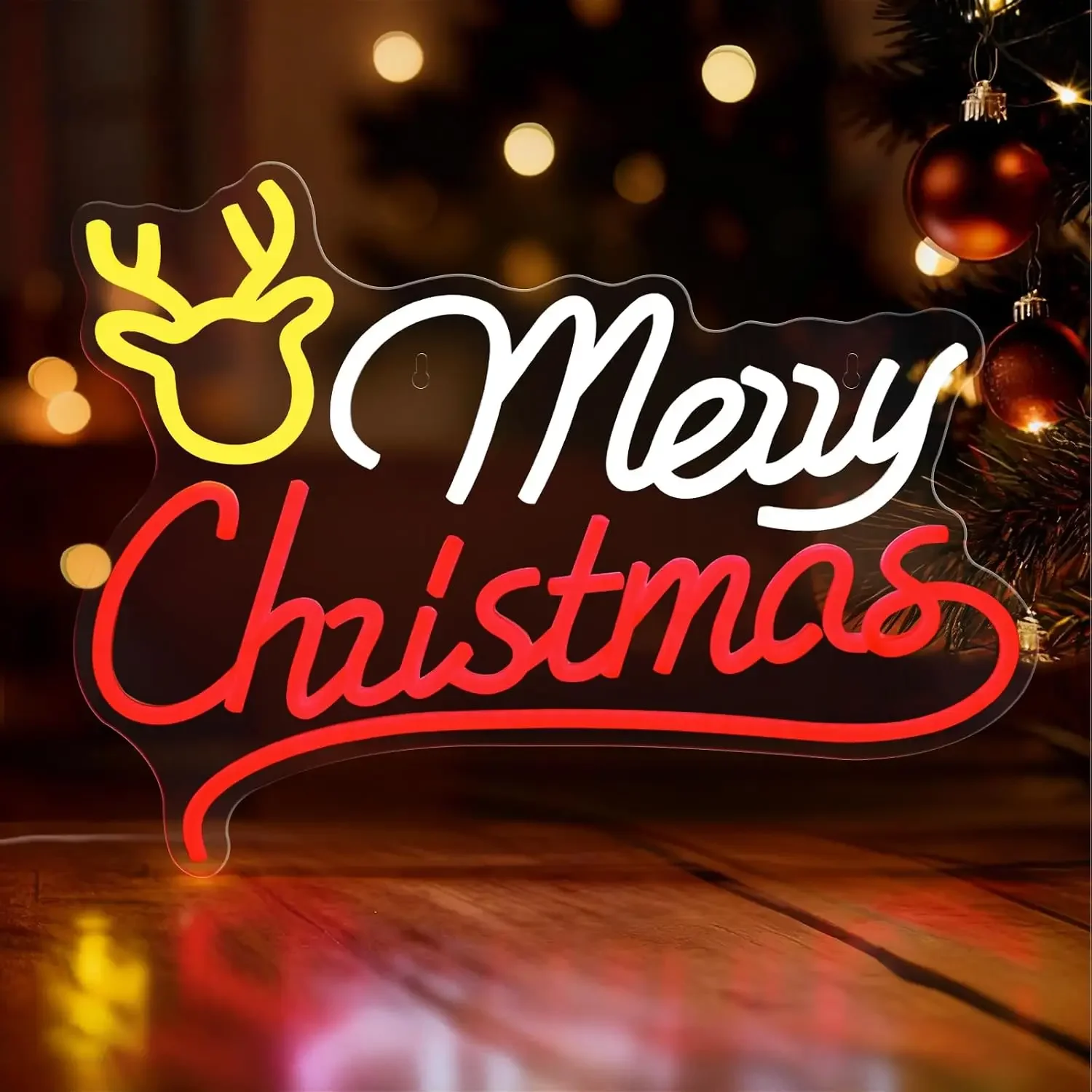 Merry Christmas Reindeer Neon Sign USB Powered LED Neon Light,Xmas Party Bedroom Home Window Bar Holiday Decoration Gift